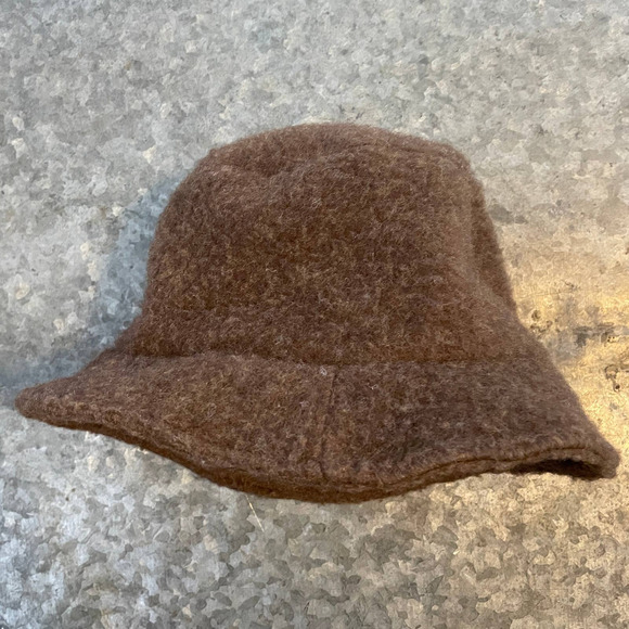 Vintage Fuzzy Fleece Bucket Fisherman Hat Cap Chocolate Brown 90s Y2K Winter - Picture 5 of 7